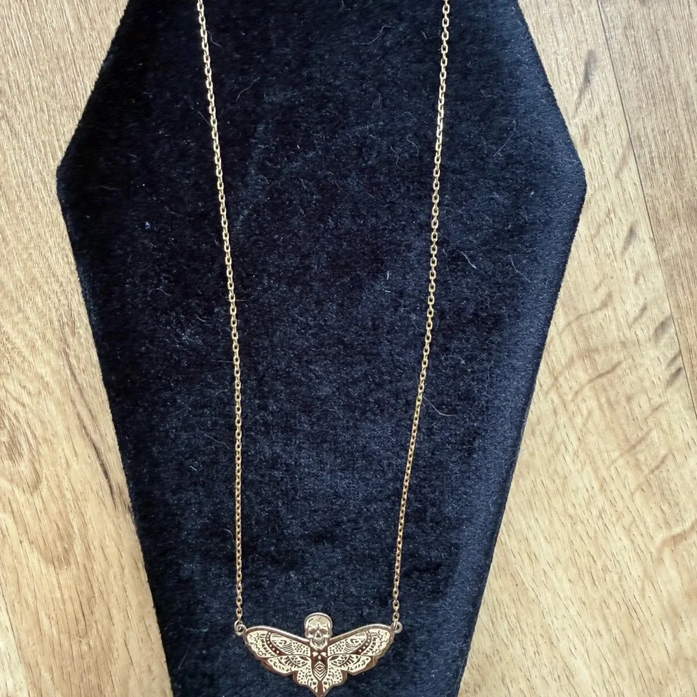 Gold Butterfly Pendant Necklace - Picture 2 of 3